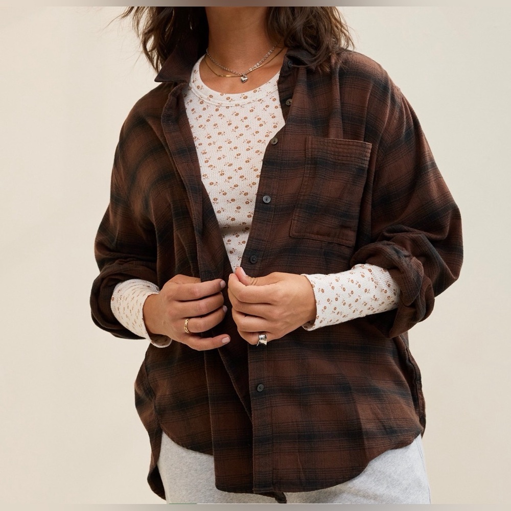 Aerie anytime fav flannel canyon sun